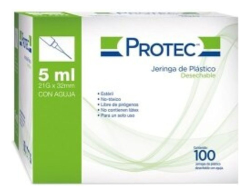 100pz Jeringa Protec Hipodermica Esteril 21g X 32mm 5ml