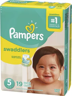 Pampers Swaddlers Pañales Etapa 5, 19 Piezas. Para Bebés De