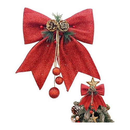 Bowknot Christmas Tree Topper Decorative Bows, Sequin W...