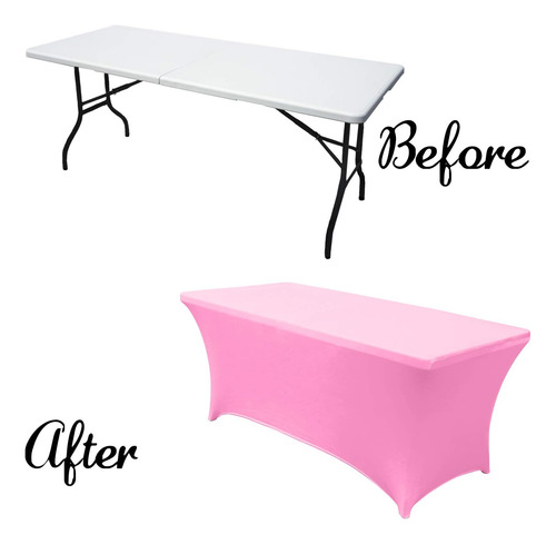 Mantel Rectangular Licrado Rosado Para Mesa De 6 Pies