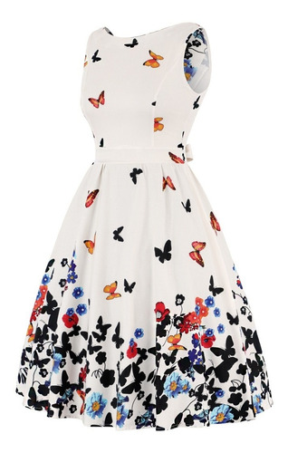 Vestido Elegante Vintage Con Diseño De Mariposas | Meses sin intereses