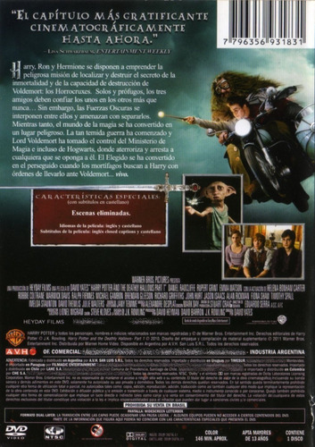 Harry Potter - Reliquias De La Muerte Parte 1 / Dvd Original (Usado)