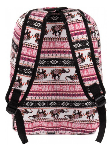 Mochila Bolso Morral Viaje Urbano Escolar Rosa Geométrico