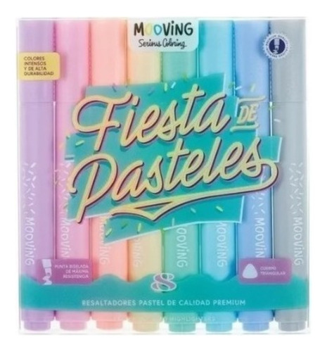 8 Resaltadores Pastel  - Mooving - Adeleste