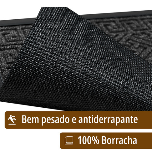 1 Tapete Seca Pé Capacho Antiderrapante Grego Luxo Gf 60x90