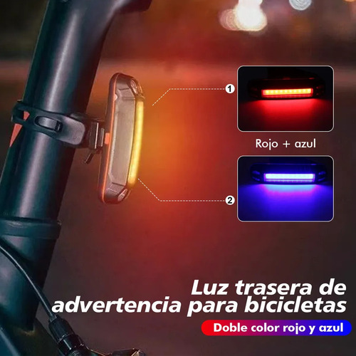 Luz Bicicleta Recargable Delantera Traser 12 Led Y Claxon