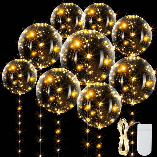 45 Globo Bobo Led 20 Iluminado Burbuja Helio Transparente