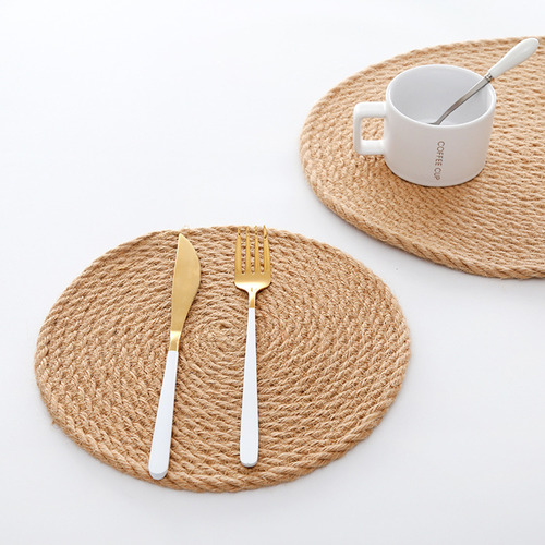 Manteles Individuales Redondos De Yute Trenzado Para Mesa De