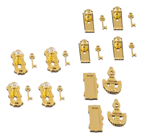 Picaporte De Lat?n Con Llave, Miniaturas P/casa Mu?ecas 4 U.