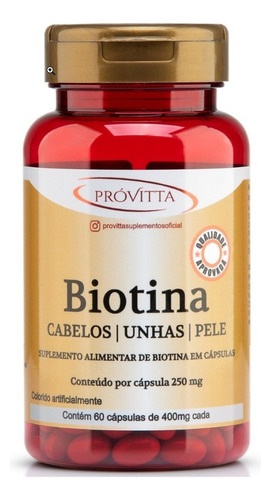 Biotina Provitta Crecimiento De Cabello , Uñas Y Piel 60 Cáp
