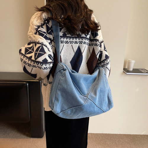 Bolso Retro De Mezclilla Para Mujer Con Correa Ajustable