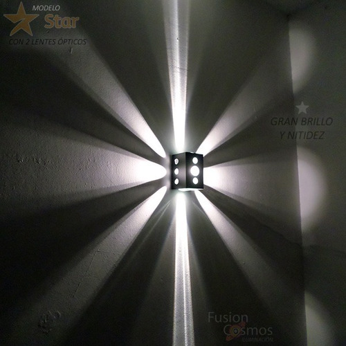 Aplique Pared Exterior Bidireccional Lentes Efecto Laser Fx