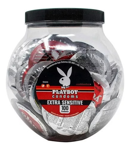 100 Condones Lubricados Playboy Extra Sensitive