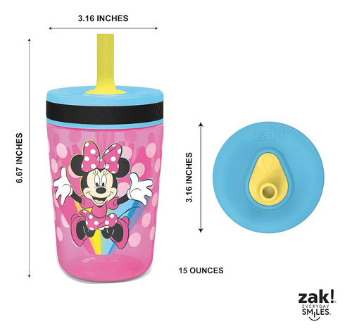 Vasos Para Niños 2 Piezas Diseño Color Rosa 450ml Plastico