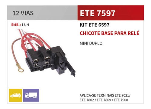 Chicote Base P Rele 12 Terminais Mini Duplo