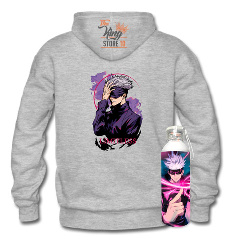 Poleron Con Cierre + Botella, Gojo Satoru, Jujutsu Kaisen, Anime, Manga, Fans, Xxxl / Thekingstore