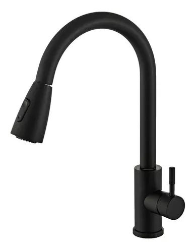 Monomando Llave Mezcladora Grifo Cocina Flexible Fregadero Color Negro