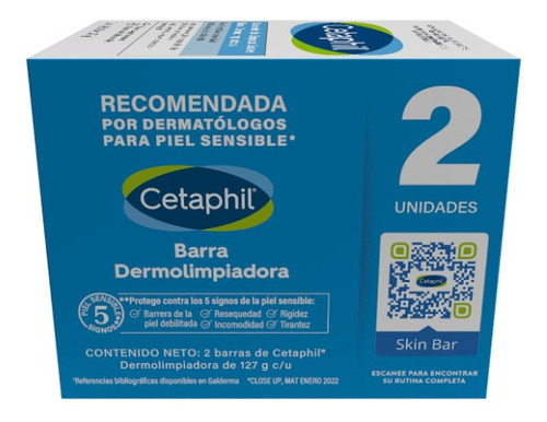 Caja De Barras Dermolimpiadoras Cetaphil X2 127g Cada Una Momento de aplicación Día/Noche Tipo de piel Sensible