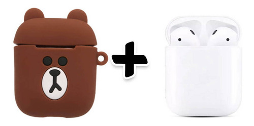 Imagem 1 de 6 de Kit Fone De Ouvido Sem Fio Com Capa Ursinho Silicone 3d