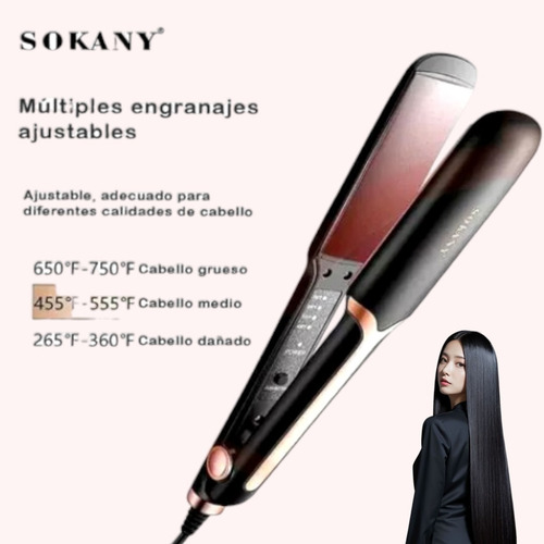 Plancha Alaciadora 2 En 1 Ancha Cabello Profesional Skny Rose Gold