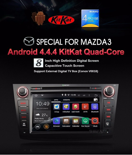 Eonon - Radio Mazda 3 Android 4.4 - 8 PuLG. 2 Din - Gps Wifi