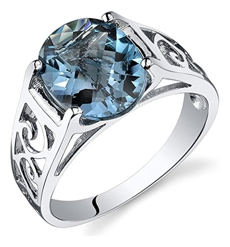 Anillo Celosia Topacio Azul Londres Para Mujer Plata 925 2 7