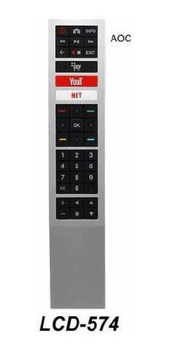 Imagen 2 de 7 de Control Remoto Lcd Led Smart Tv Para Aoc Lcd-574