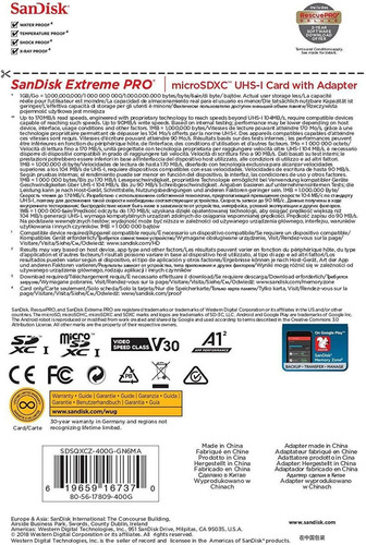 Imagen 6 de 6 de Tarjeta De Memoria Sandisk Extreme Pro Micro Sdxc Uhs-i U3 A
