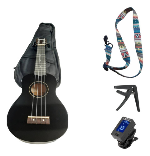 Pack Ukelele Soprano Funda + Capodastro + Correa + Afinador