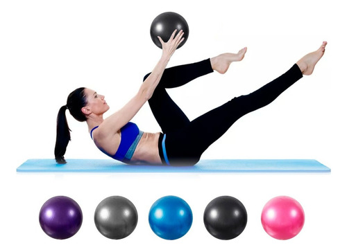 Kit Com 6 Bola Yoga Pilates Fisio Overball Ginastica 25cm Cor Azul