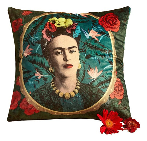 Cojín Frida Kahlo Terciopelo 45x45 Cm Marca Frida Original