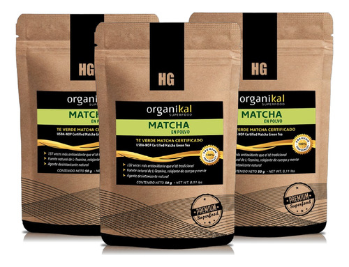 Pack X3 Organikal Superfoods Matcha 150gr