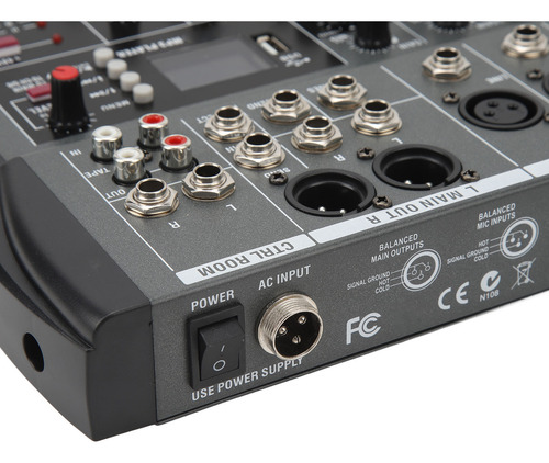 Placa De Sonido Power Mixer De 6 Canales Para Streaming