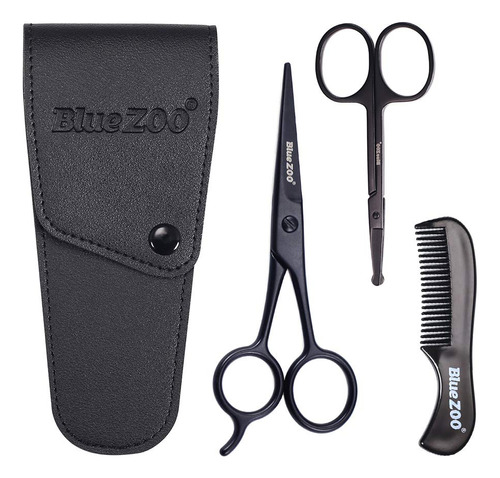 Bluezoo Kit De Tijeras Y Peine Para Bigote Para Barba Para E