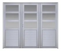 Comprar Porton Garage Aluminio Blanco 1\u002F2 Vidrio Repartido H 240x200
