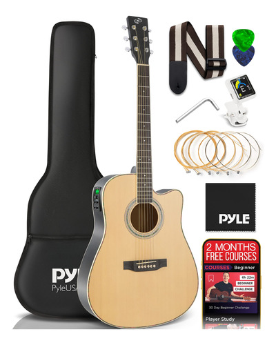 Pyle Cutaway - Kit De Guitarra Electrica Acustica, Instrumen