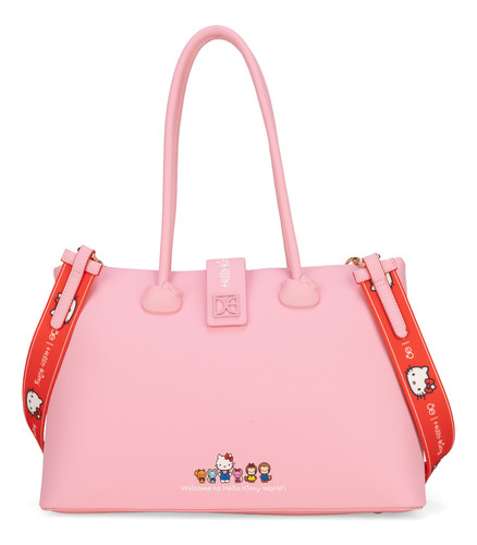 Bolsa Satchel Oe X Hello Kitty Grande Rosa Grande