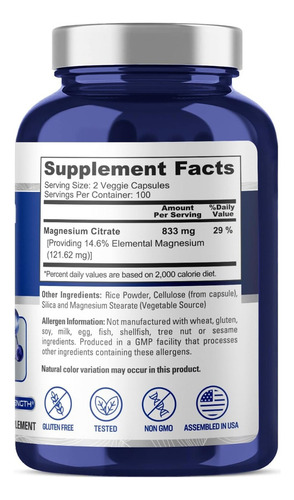 Suplemento En Tabletas Nusapure Suplemento Citrato De Magnesio Vitamina Sabor Neutro En Botella De 180ml 200 Un