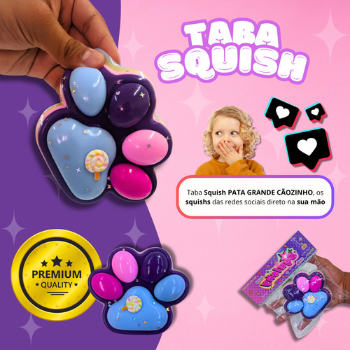 Cachorro Antiestrés Taba Squishy Big Paw, Morado