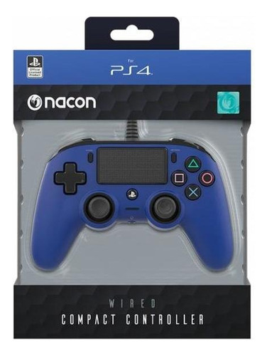 Controle joystick Nacon Wired Compact Controller for PS4 preto e azul