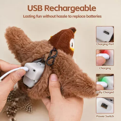 Juguetes Interactivos For Gatos Pájaro Parlanchín Recargable