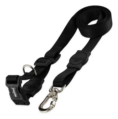 Coleira Guia Mãos Livres Para Cachorro Grande Mood Pet Cor Preto