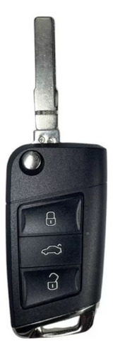 Carcaça Chave Canivete 3 Botões Vw - Compatível Gol, Fox, Polo, Jetta, Voyage G5 + Lâmina E Emblema