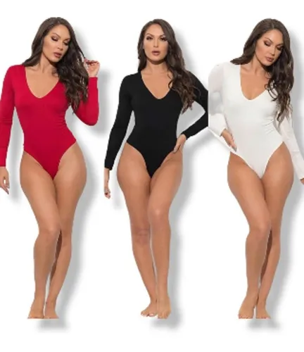 Body manga larga escote v sale