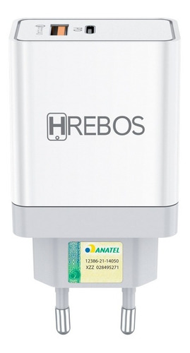 Carregador Turbo Duplo Usb + Tipo-c Hrebos Hs-135 20w Anatel