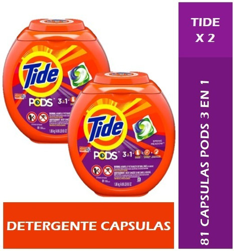 Imagen 1 de 6 de Pack 2 Tide Detergente En Capsulas Pods 162 Unidades Totales