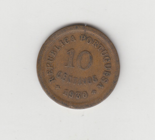 Moneda Cabo Verde 10 Centavos Año 1930 Muy Bueno