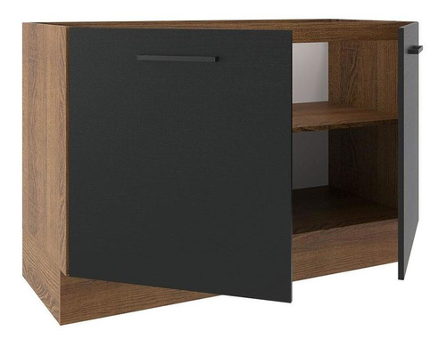 Balcão De Pia Madesa Agata 2 Portas - Rustic/preto