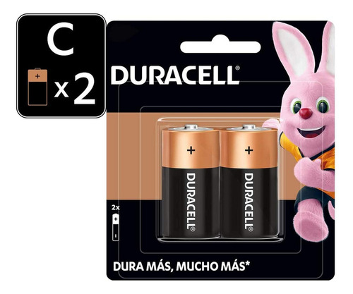 Duracell Pilas C Alcalinas 1.5V, Larga Duración, 2 pilas