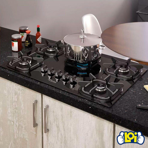 Anafe a gas Tem Cooktop Glas TPCKITG5 H negro 220V
